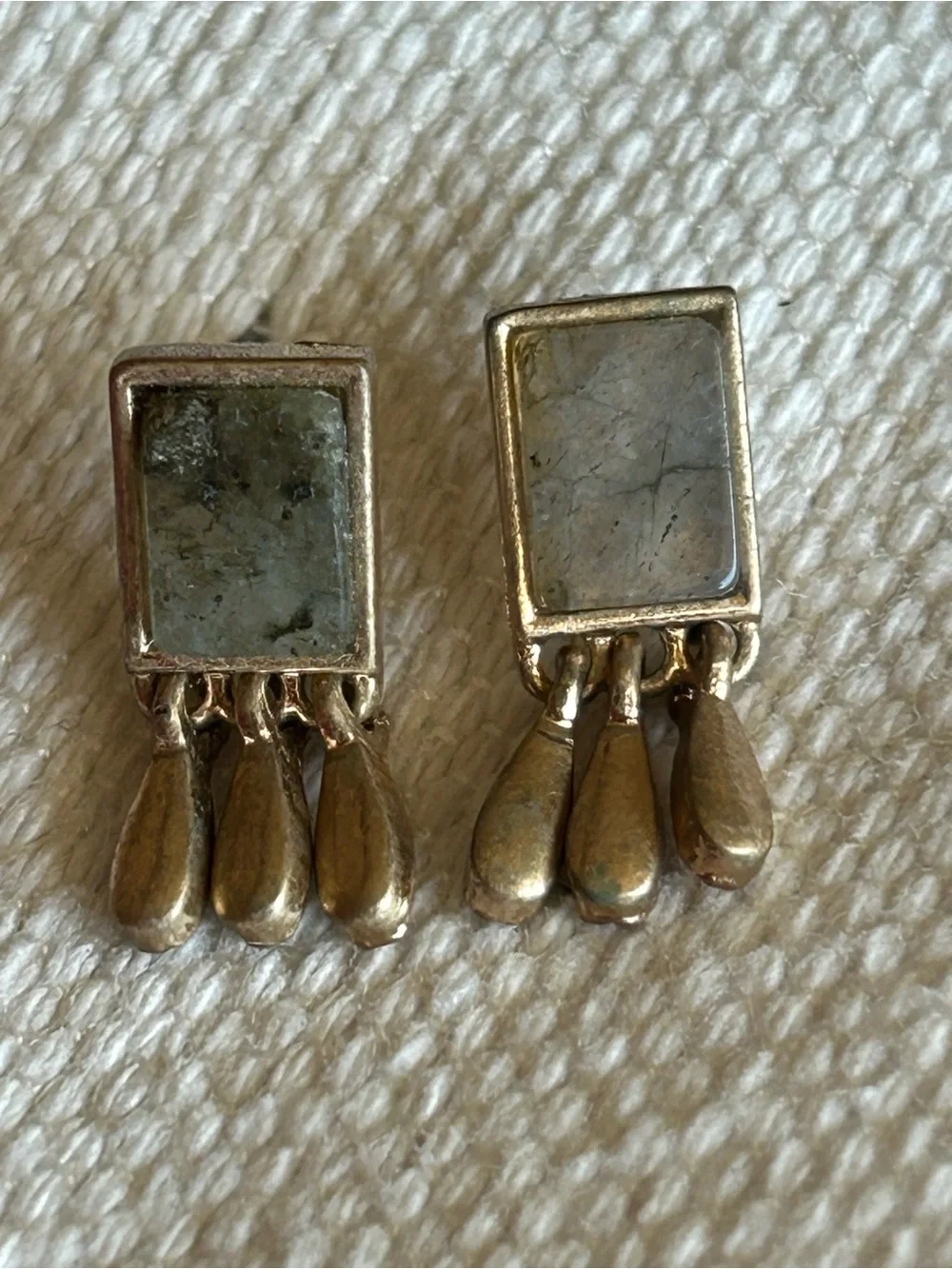 Gold Tone Square Drop Dangle Earrings Minimalist